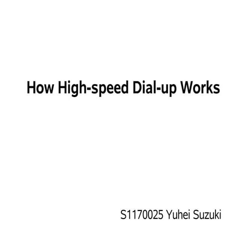 How High Speed Dial Up Works