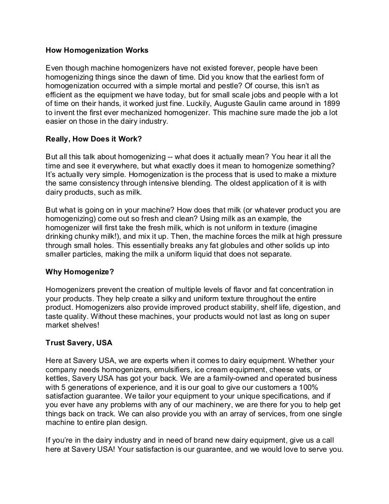 How homogenization works