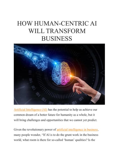 HOW HUMAN-CENTRIC AI WILL TRANSFORM BUSINESS