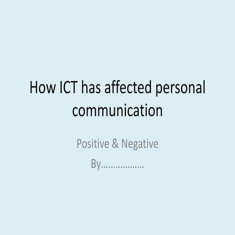 How ict has affected personal communication