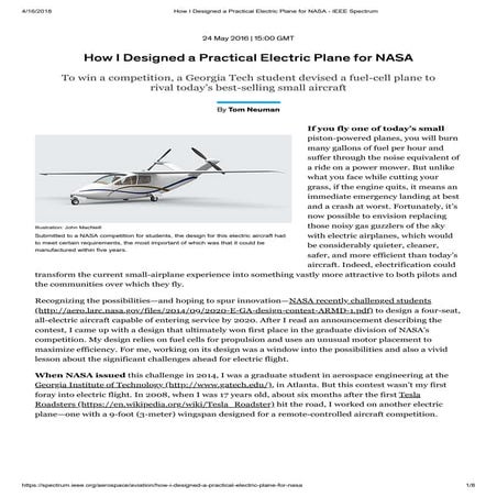 How i designed a practical electric plane for nasa   ieee spectrum
