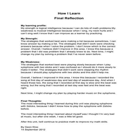 How i learn final reflection | DOCX