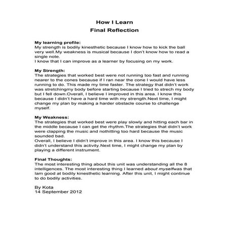 How i learn final reflection | DOCX