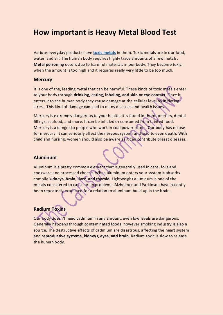 How important is Heavy Metal Blood Test