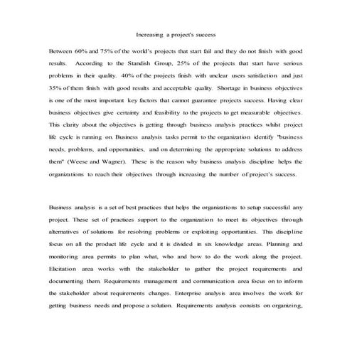 Increasing a project's success