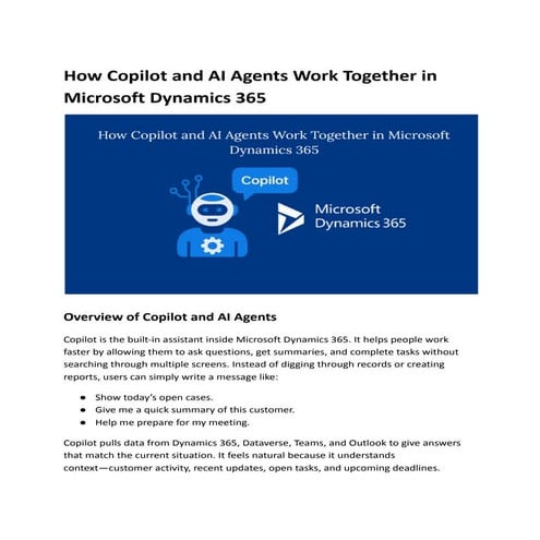 How Integrating Copilot and AI Agents in Microsoft Dynamics 365