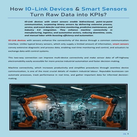How IO-Link Devices & Smart Sensors Turn Raw Data into KPIs?
