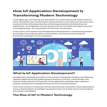 How IoT Application Development Is Transforming Modern Technology