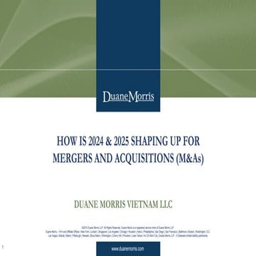 HOW IS 2024 & 2025 SHAPING UP FOR MERGERS AND ACQUISITIONS (M&As) | PDF