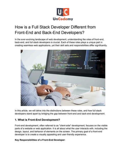 Full Stack Developer Explained - Comprehensive Guide to Web Development ...