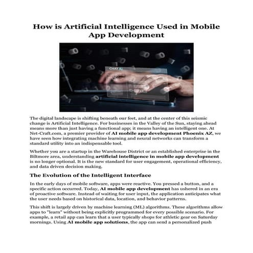 How is Artificial Intelligence Used in Mobile App Development | PDF