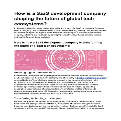 How is a SaaS development company shaping the future of global tech ecosystems?.pdf