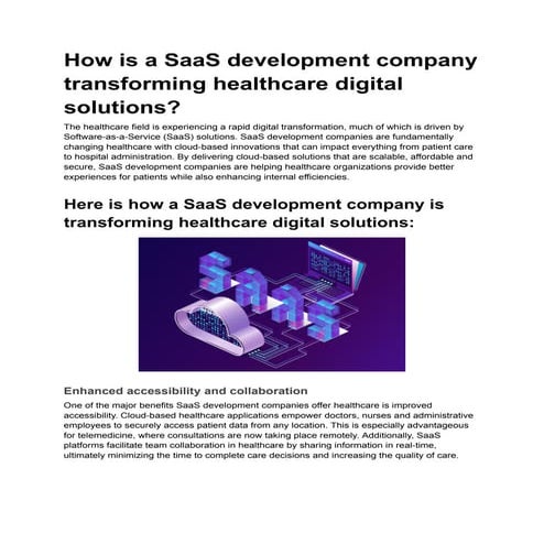 How is a SaaS development company transforming healthcare digital solutions?.pdf