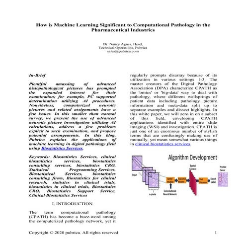 How is machine learning significant to computational pathology in the pharmac...