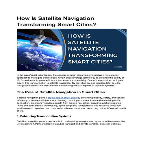 Curated visual reference: Visual Reference: How Is Satellite Navigation Transforming Smart Cities Pdf