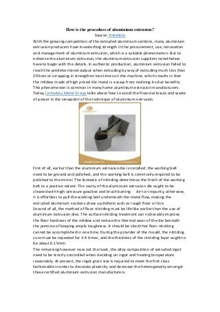 How is the procedure of aluminium extrusion