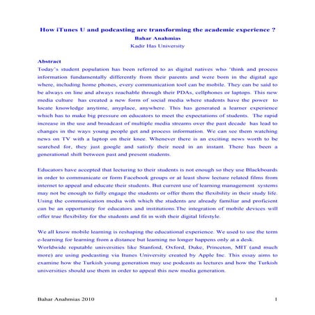 How I Tunes U And Podcasting Are Transforming The Academic Experience