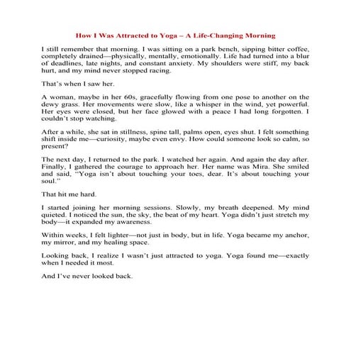 How I Was Attracted to Yoga - A Life Changing Morning