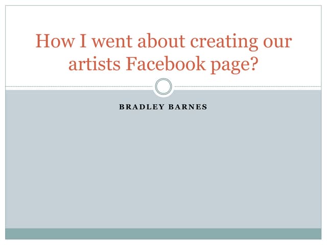 How I went about creating our Artists Facebook Page ...