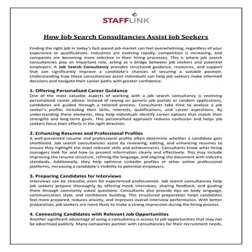 How Job Search Consultancies Assist Job Seekers | PDF