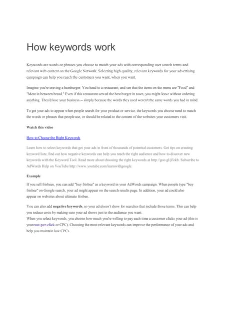 How keywords work