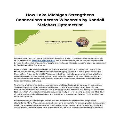 How Lake Michigan Strengthens Connections Across Wisconsin by Randall Melcher...