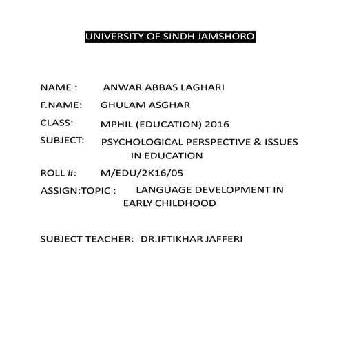 How language developed in early childhood  1-