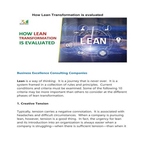 How lean transformation is evaluated converted