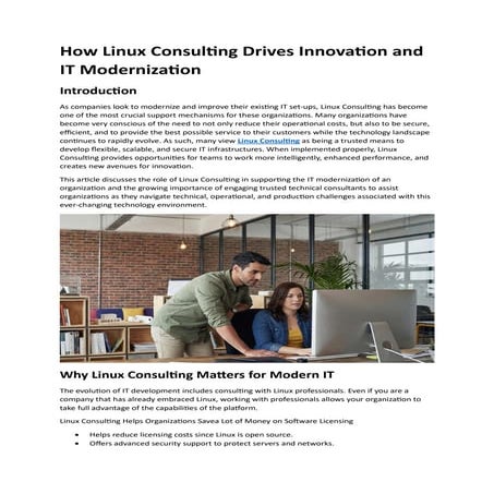 How Linux Consulting Drives Innovation and IT Modernization