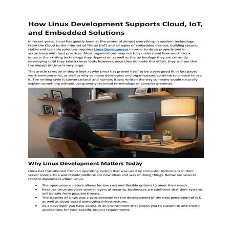 How Linux Development Supports Cloud, IoT, and Embedded Solutions