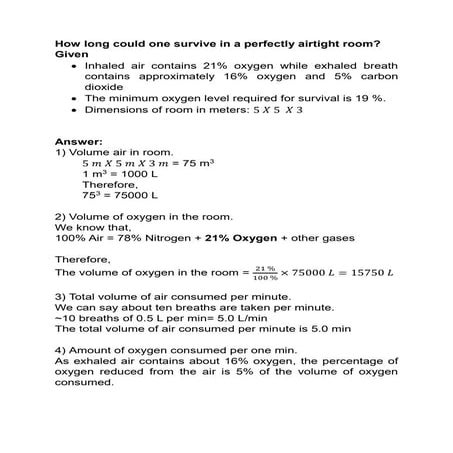 How long could one survive in a perfectly airtight room.docx