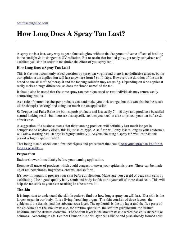 How Long Does A Spray Tan Last?