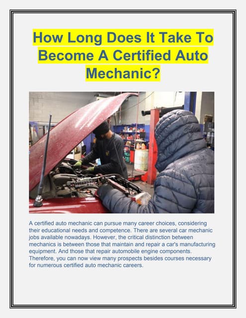 How Long It Takes To Become A Mechanic Automotive Body Repair | PPT