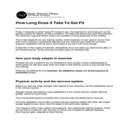 How long does it take to get fit