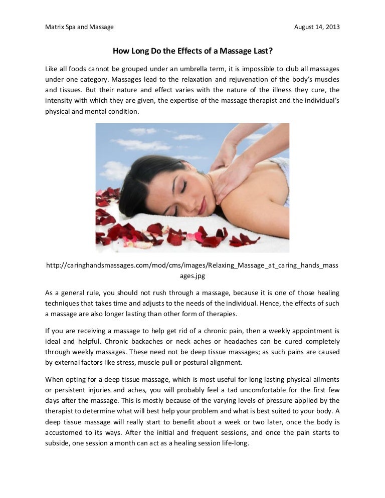 what are the physiological effects of massage