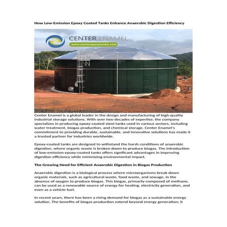 How Low-Emission Epoxy Coated Tanks Enhance Anaerobic Digestion ...