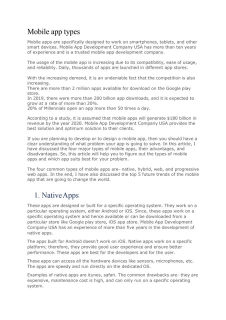 How many types of mobile apps