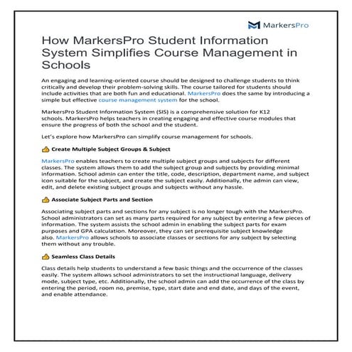 How MarkersPro Student Information System Simplifies Course Management 