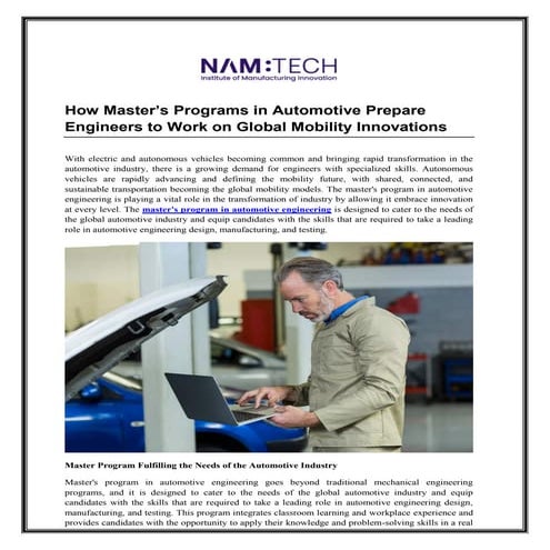 Future of Automotive Engineering mECHANICAL | PPTX