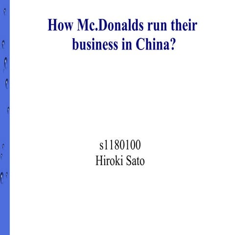 How mc.donalds run their business in china