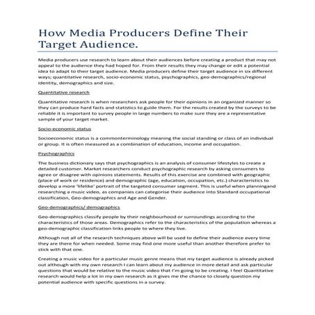 How media producers define their target audience
