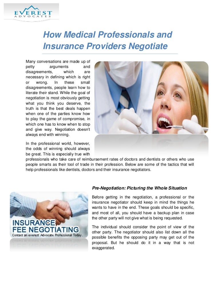 How medical professionals and insurance providers negotiate