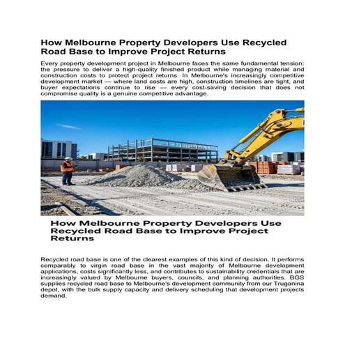 How Melbourne Property Developers Use Recycled Road Base to Boost ...