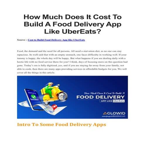 How much does it cost to build a food delivery app like uber eats