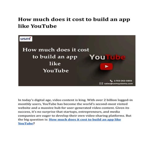How much does it cost to build an app like YouTube