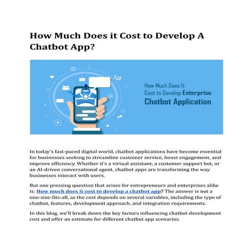 How Much Does it Cost to Develop A Chatbot App