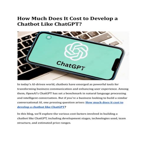 How Much Does It Cost to Develop a Chatbot Like ChatGPT