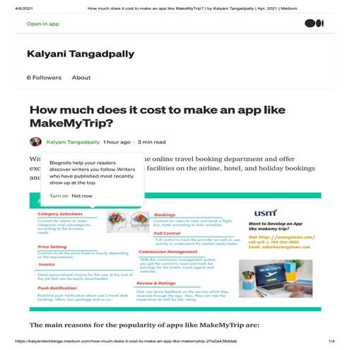 How much does it cost to make an app like make mytrip  _ by kalyani tangadpal...