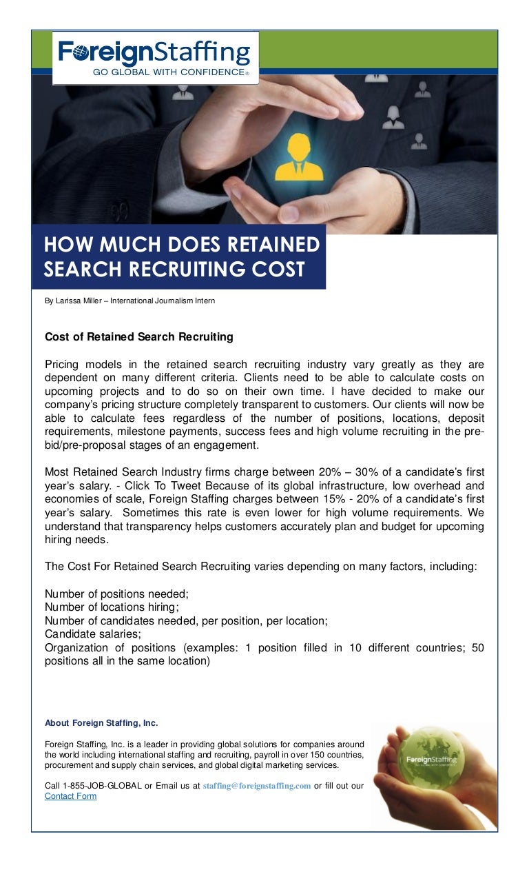 How Much Does Retained Search Recruiting Cost 