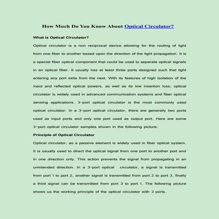 How much do you know about optical circulator